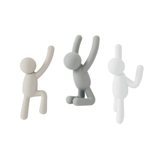 BUDDY HOOK – LOT DE 3 PATÉRES MURALES AVEC FIXATIONS ASS GRIS