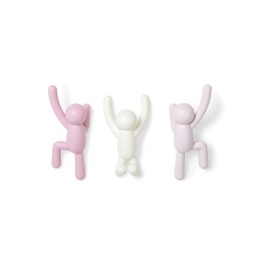 BUDDY HOOK – LOT DE 3 PATÉRES MURALES AVEC FIXATIONS ASS ROSE